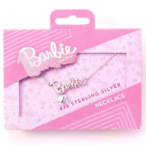 Barbie Name Logo Silhouette sterling silver necklace