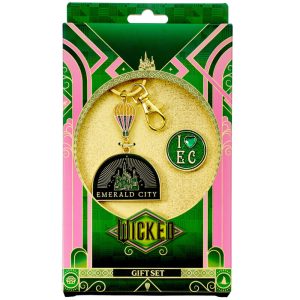 Wicked Emerald City Hot Air Balloon keyring & pin badge gift set