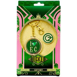 Wicked I love Emerald City Oz Logo keyring & pin badge gift set
