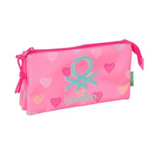 Benetton Heart triple pencil case