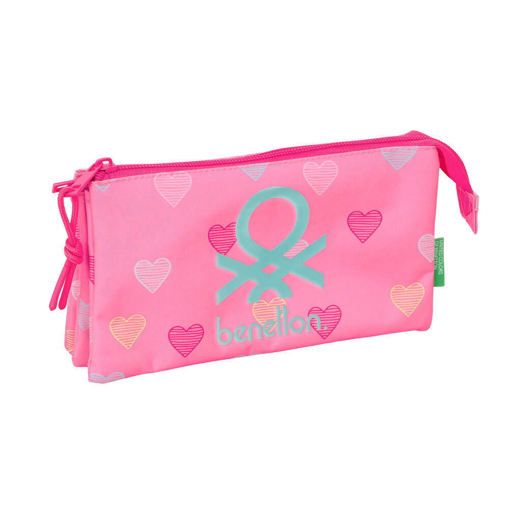 Benetton Heart triple pencil case
