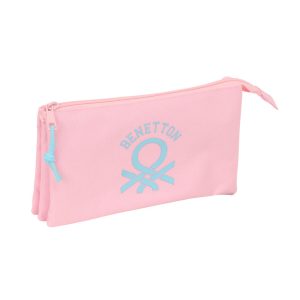 Benetton Pastel Pink triple pencil case