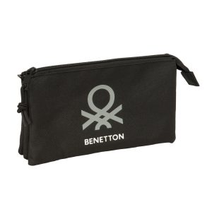 Benetton Black triple pencil case