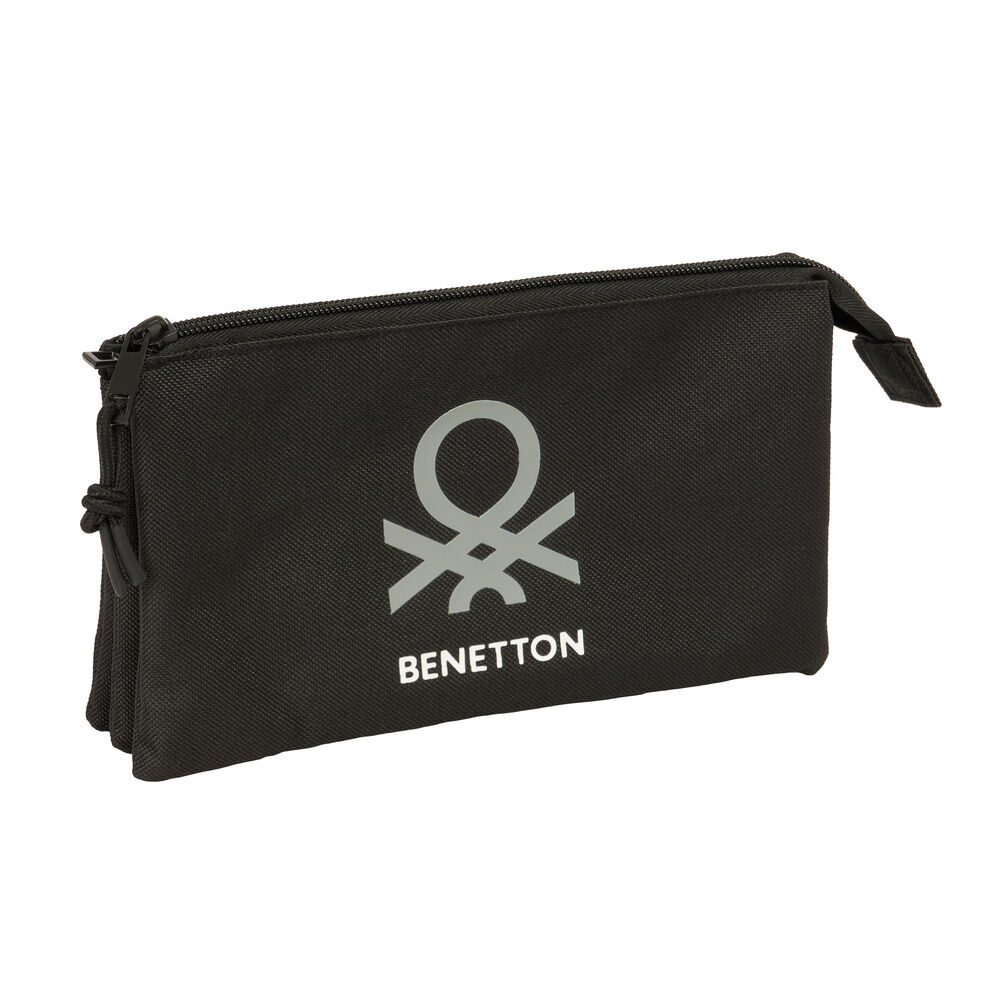 Benetton Black triple pencil case