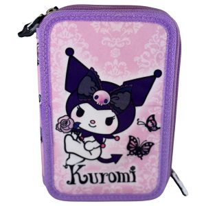 Hello Kitty Kuromi Purple triple pencil case
