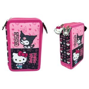 Hello Kitty & Kuromi triple pencil case