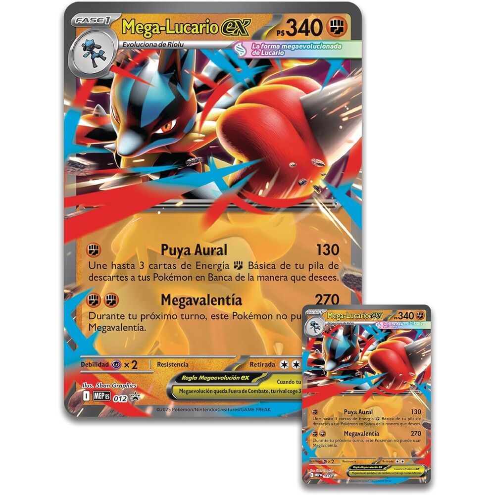 Latin American Pokemon Mega Lucario Ex Blister set collectible cards - Image 3