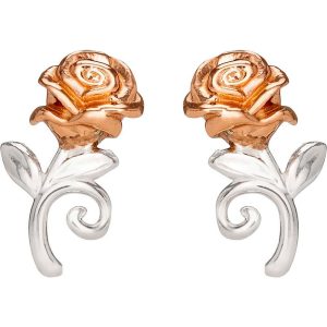 Disney Beauty and the Beast Rose sterling silver earrings