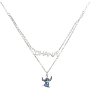 Disney Stitch Ohana sterling silver necklace