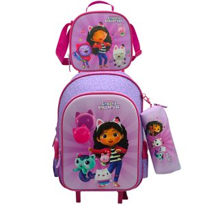 Gabbys Dollhouse Trolley set + pencil case + lunch bag