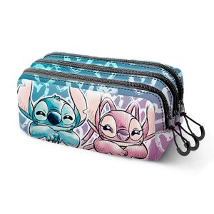 Disney Stitch & Angel triple pencil case