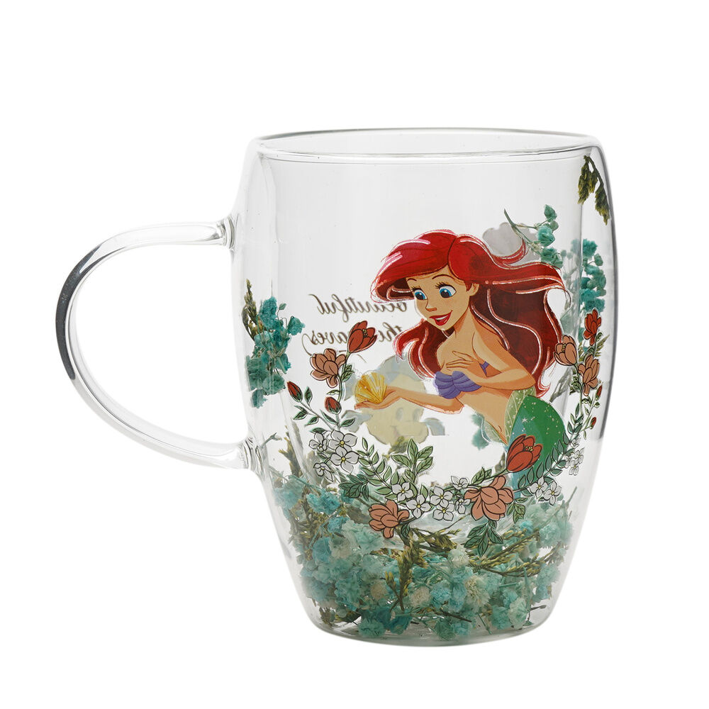 Disney Princess Ariel floral decorative glass mug - Image 2