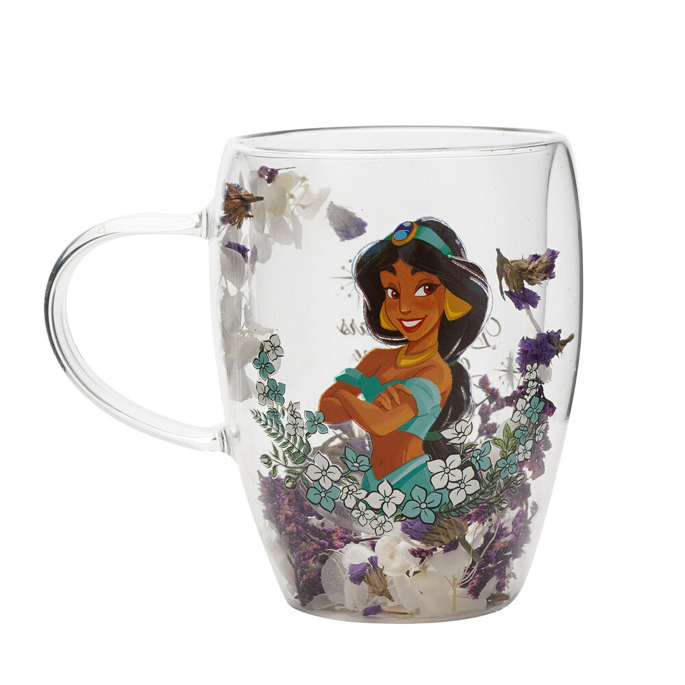 Disney Princess Jasmine floral decorative glass mug