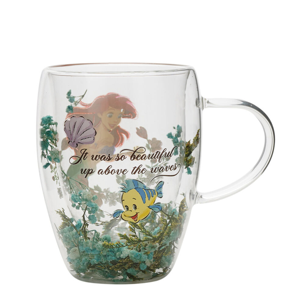Disney Princess Ariel floral decorative glass mug - Image 3