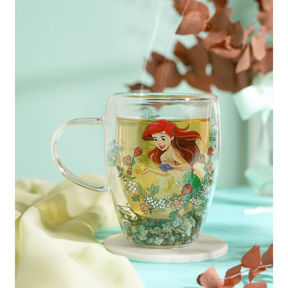 Disney Princess Ariel floral decorative glass mug - Image 5