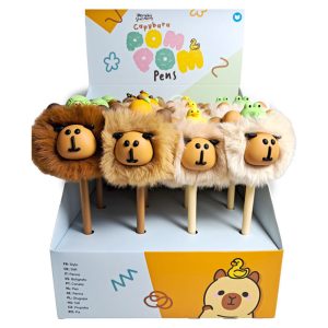 Capibara pompom fluffy fine point assorted pens