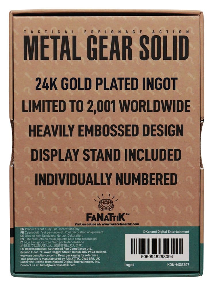Metal Gear Solid 2 Ingot Snake 24k Gold Plated Limited Edition - Image 3