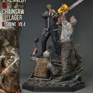 Resident Evil 4 Ultimate Premium Masterline Series Statue 1/4 Leon S. Kennedy vs. Chainsaw Villager Bonus Ver. 76 cm