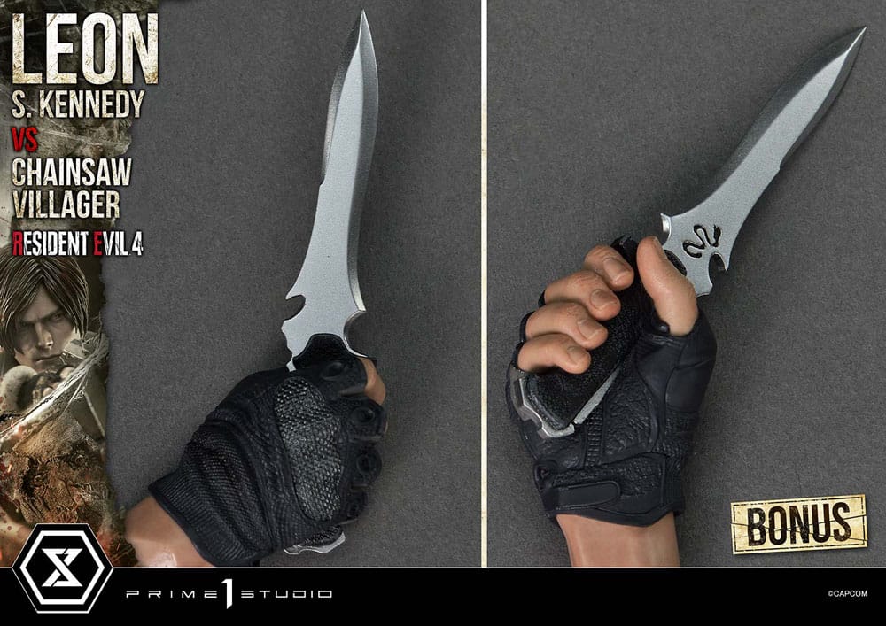 Resident Evil 4 Ultimate Premium Masterline Series Statue 1/4 Leon S. Kennedy vs. Chainsaw Villager Bonus Ver. 76 cm - Image 4