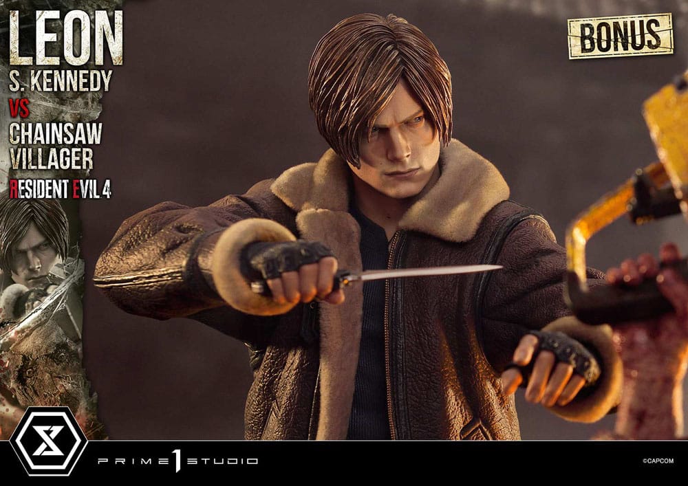 Resident Evil 4 Ultimate Premium Masterline Series Statue 1/4 Leon S. Kennedy vs. Chainsaw Villager Bonus Ver. 76 cm - Image 5