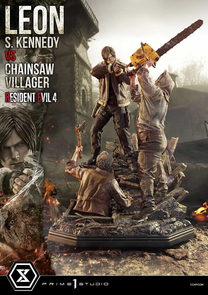 Resident Evil 4 Ultimate Premium Masterline Series Statue 1/4 Leon S. Kennedy vs. Chainsaw Villager Bonus Ver. 76 cm - Image 6