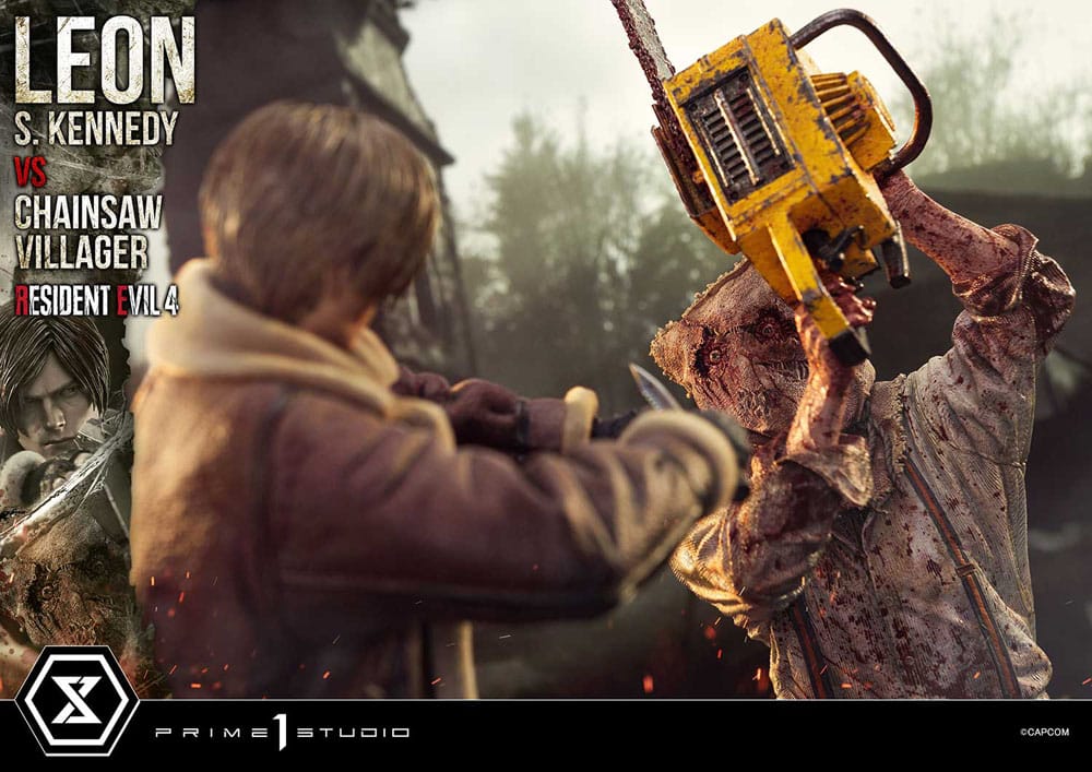 Resident Evil 4 Ultimate Premium Masterline Series Statue 1/4 Leon S. Kennedy vs. Chainsaw Villager Bonus Ver. 76 cm - Image 9