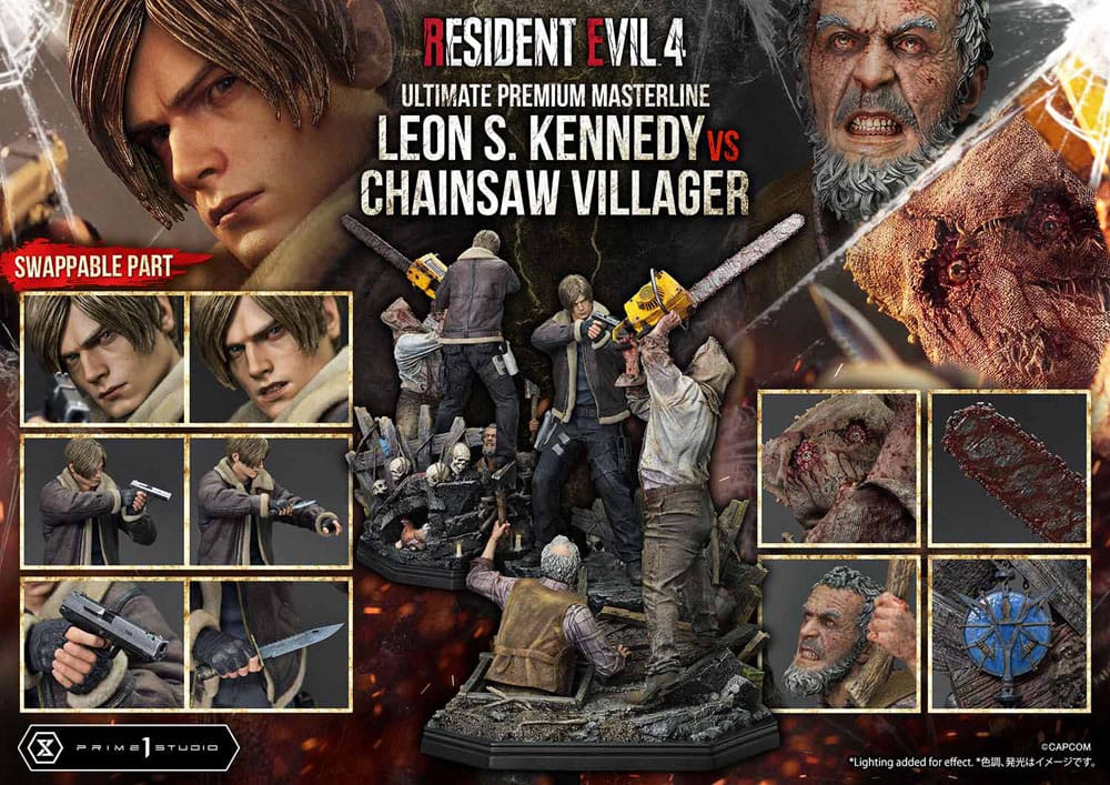Resident Evil 4 Ultimate Premium Masterline Series Statue 1/4 Leon S. Kennedy vs. Chainsaw Villager Bonus Ver. 76 cm - Image 11