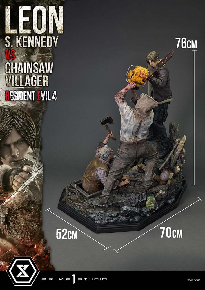 Resident Evil 4 Ultimate Premium Masterline Series Statue 1/4 Leon S. Kennedy vs. Chainsaw Villager Bonus Ver. 76 cm - Image 15