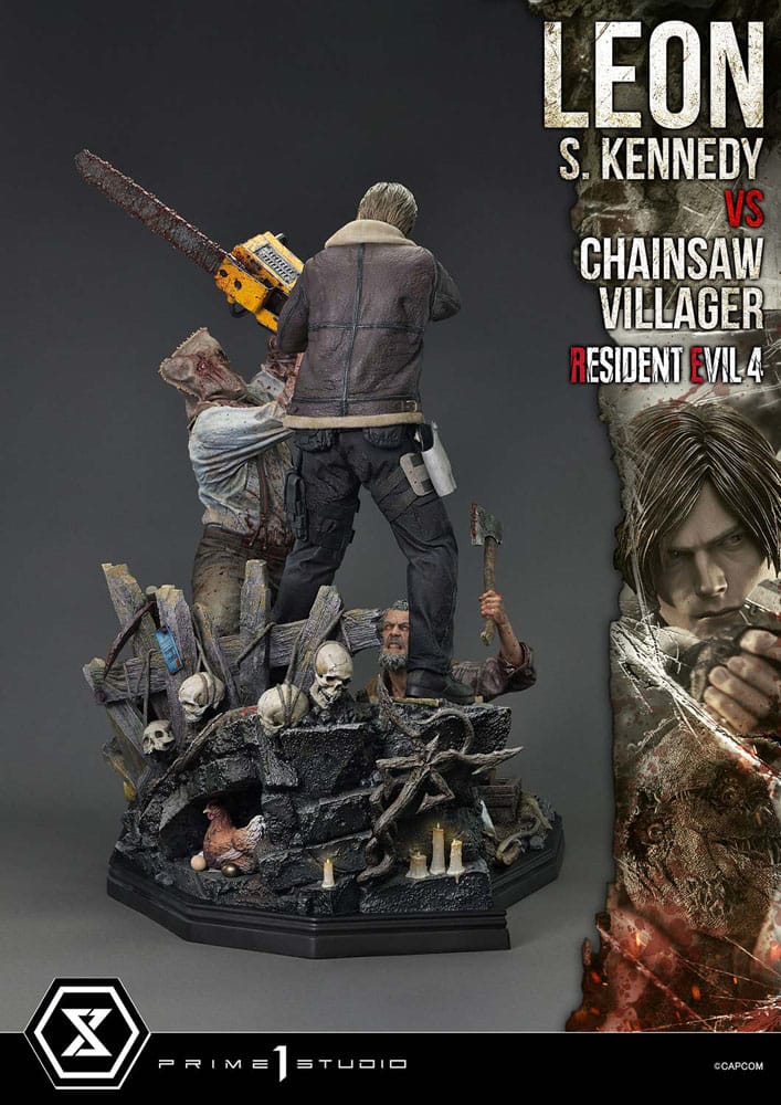 Resident Evil 4 Ultimate Premium Masterline Series Statue 1/4 Leon S. Kennedy vs. Chainsaw Villager Bonus Ver. 76 cm - Image 16