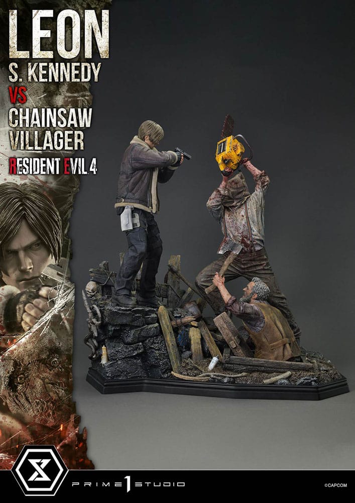 Resident Evil 4 Ultimate Premium Masterline Series Statue 1/4 Leon S. Kennedy vs. Chainsaw Villager Bonus Ver. 76 cm - Image 17