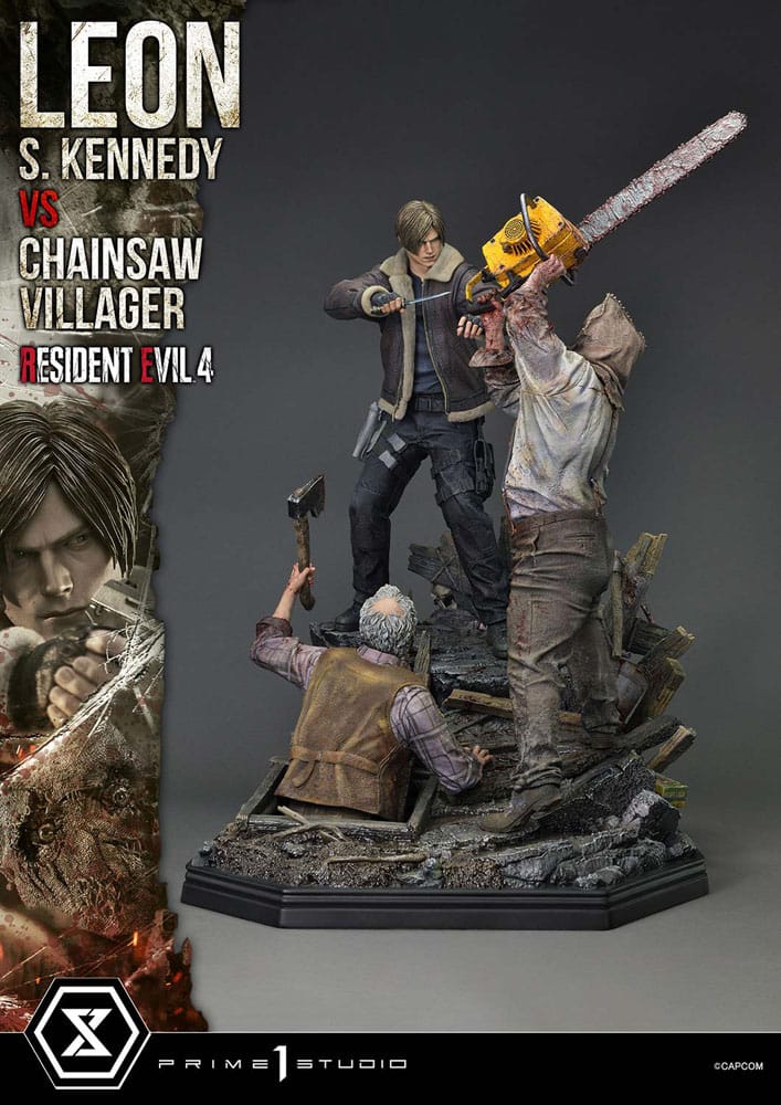 Resident Evil 4 Ultimate Premium Masterline Series Statue 1/4 Leon S. Kennedy vs. Chainsaw Villager Bonus Ver. 76 cm - Image 19