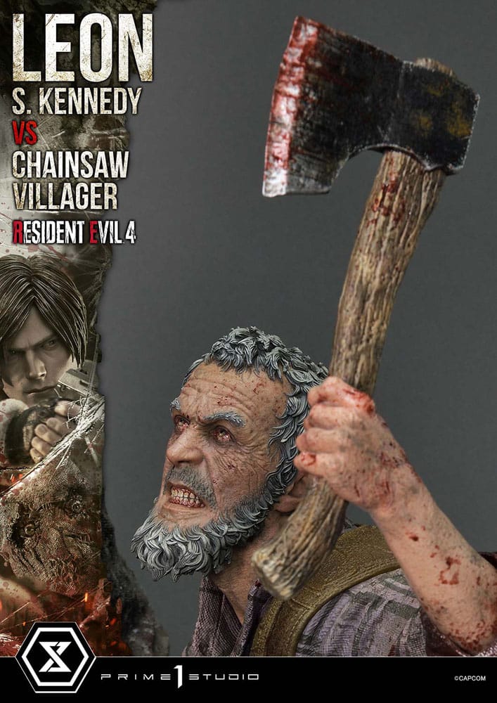 Resident Evil 4 Ultimate Premium Masterline Series Statue 1/4 Leon S. Kennedy vs. Chainsaw Villager Bonus Ver. 76 cm - Image 21