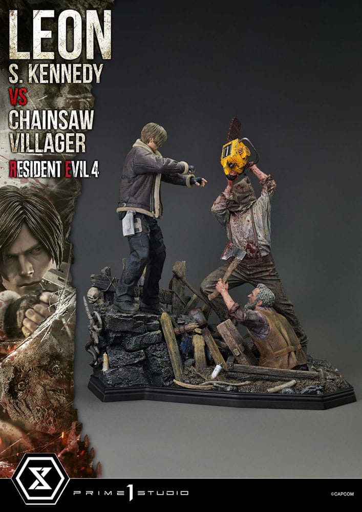 Resident Evil 4 Ultimate Premium Masterline Series Statue 1/4 Leon S. Kennedy vs. Chainsaw Villager Bonus Ver. 76 cm - Image 24