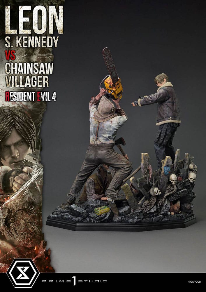 Resident Evil 4 Ultimate Premium Masterline Series Statue 1/4 Leon S. Kennedy vs. Chainsaw Villager Bonus Ver. 76 cm - Image 25