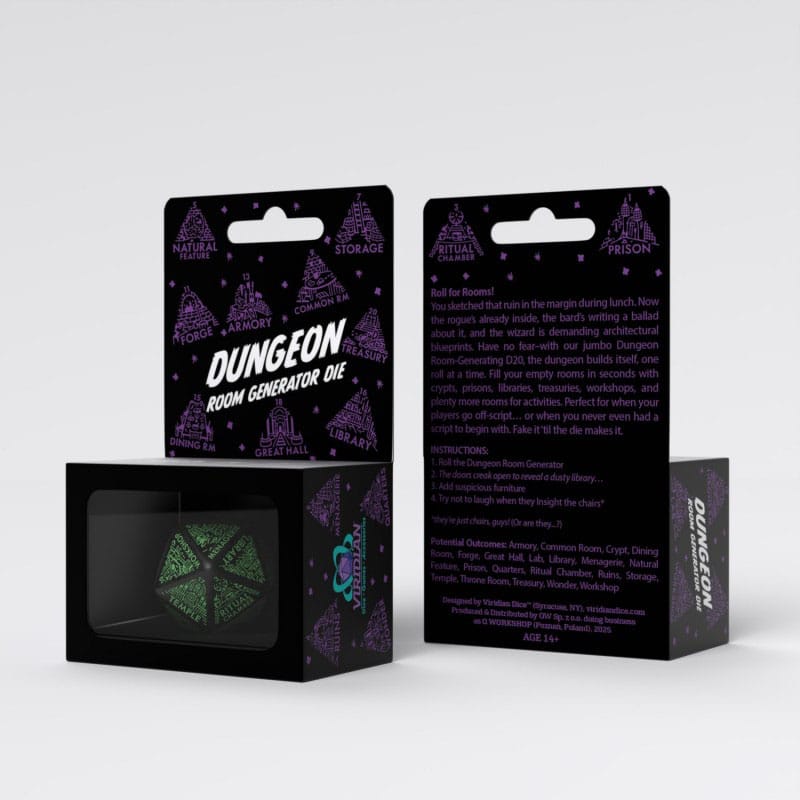 Viridian Jumbo Dice Dungeon Room Generator D20 Black - Image 2