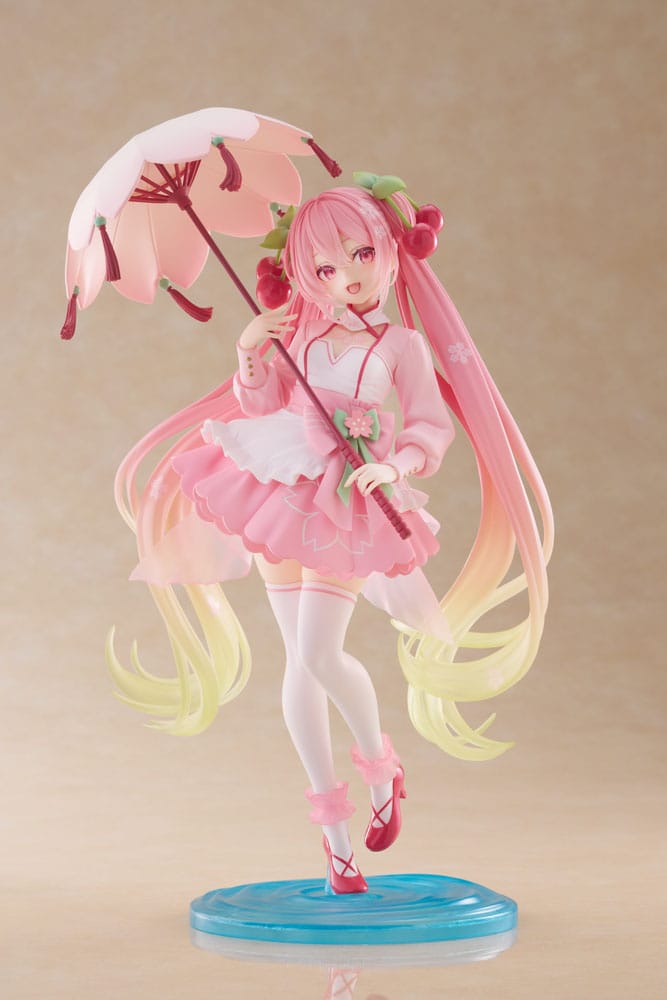 Hatsune Miku AMP PVC Statue Newley Written Sakura Miku Sakura Dress Ver. 21 cm - Image 2