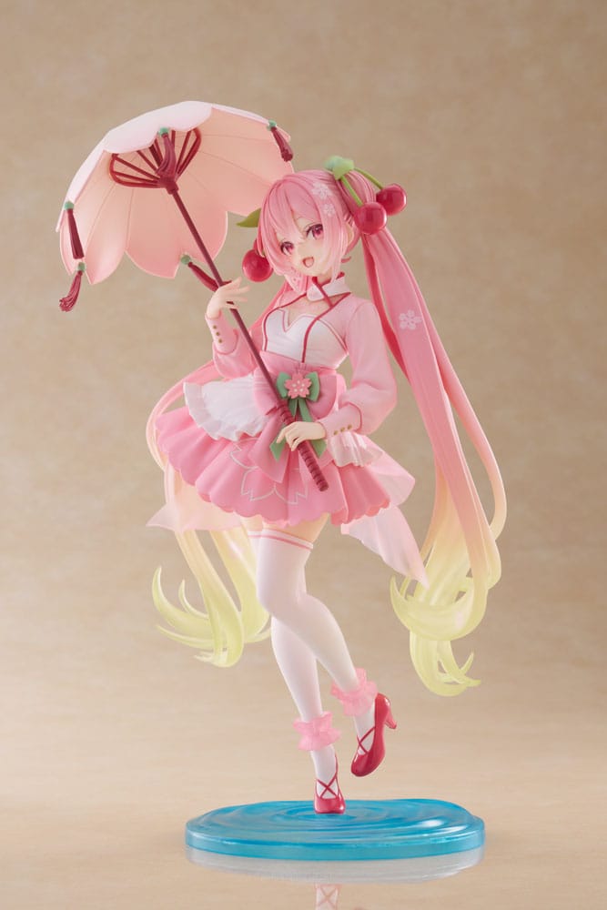 Hatsune Miku AMP PVC Statue Newley Written Sakura Miku Sakura Dress Ver. 21 cm - Image 3