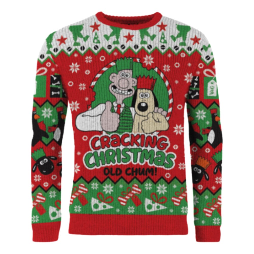 Wallace & Gromit Christmas Sweater Cracking Christmas Old Chum!