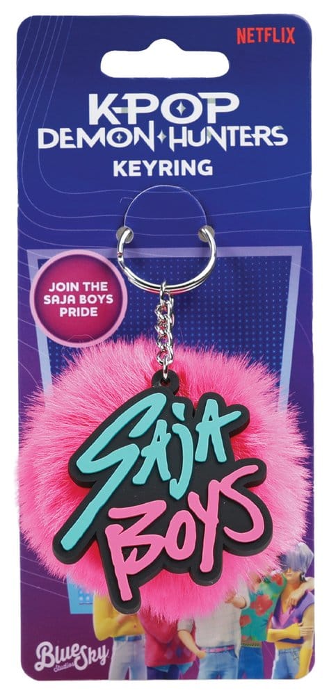 KPop Demon Hunters Pom Pom Keychain Saja Boys