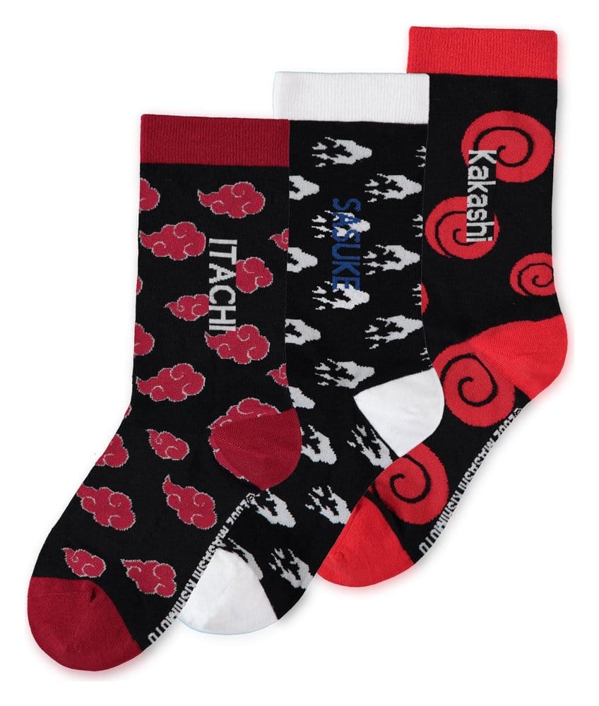 Naruto Socks Sasuke, Kakashi, Itachi 3-Pack 39-42