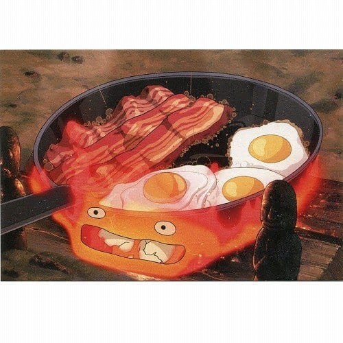 Howl´s Moving Castle Postcards Calcifer bacon & egg