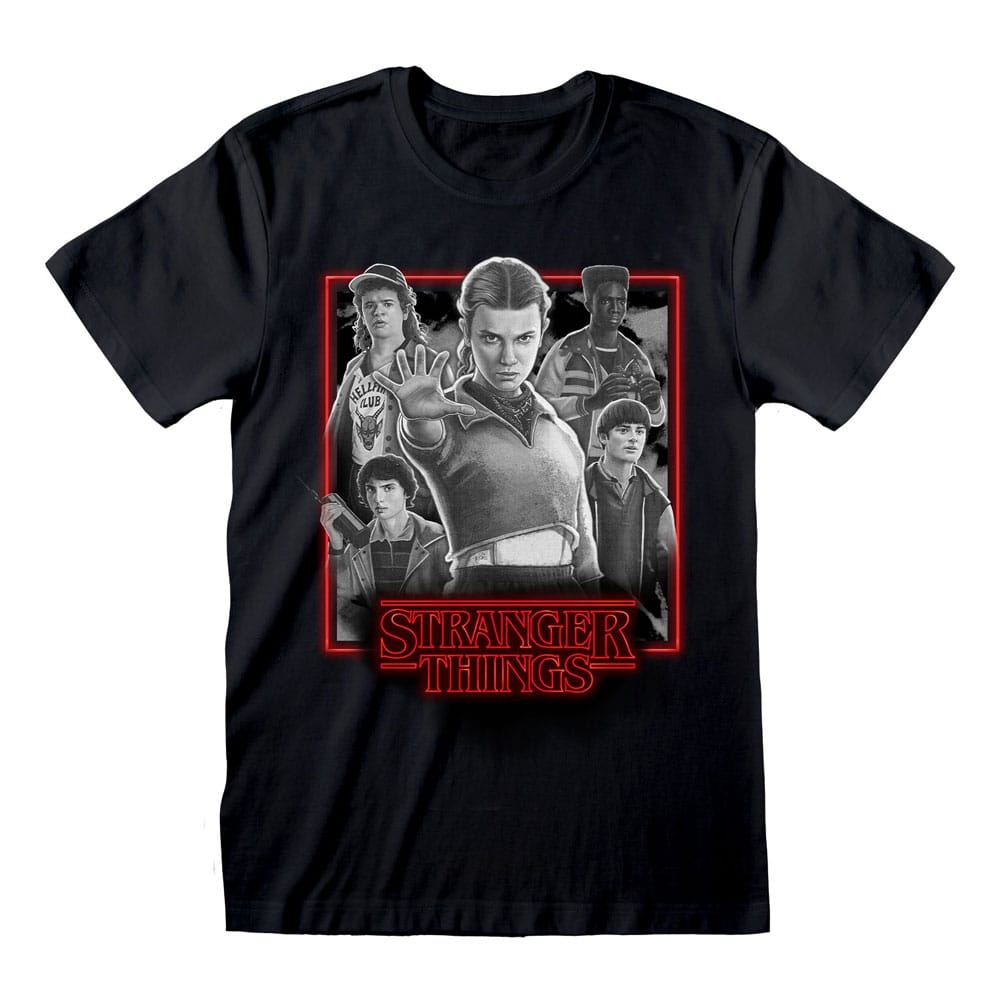 Stranger Things T-Shirt Characters in Glowing Box Black and White